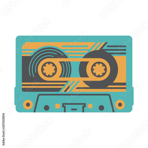 Retro audio cassette tape illustration on a white background
