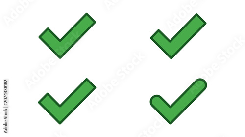 Four green check mark icons isolated on a white background