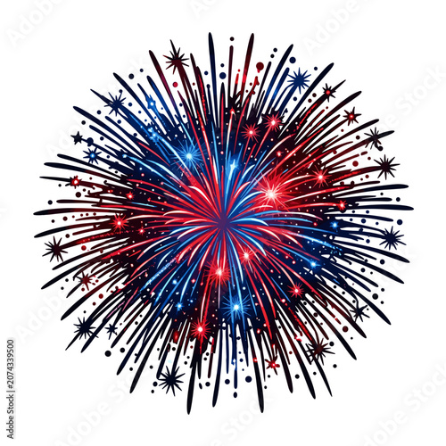 Fireworks explosion color in red, white, and blue for July 4th  