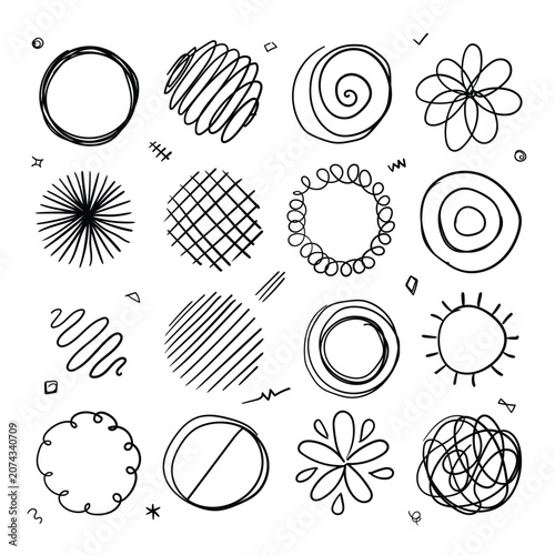 Photos Set of Seamless Vector Elements for Design, Decorative Icon Collection with Flor