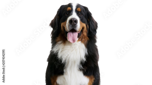 Tableau sur toile Bernese Mountain Dog with tongue out, looking at camera