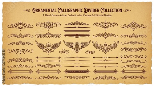Vintage Ornamental Calligraphic Divider Collection for Design and Decoration
