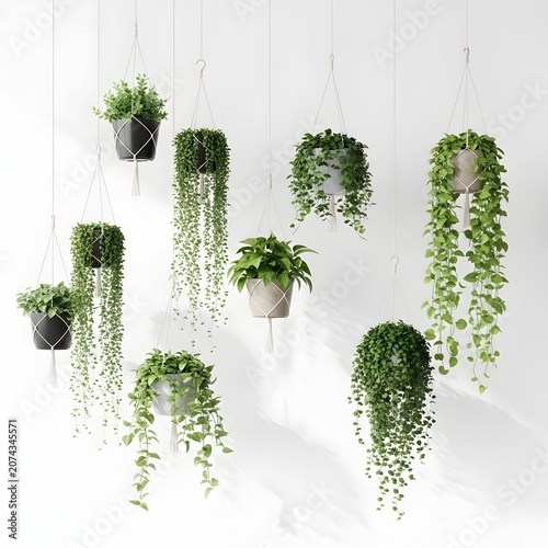 Hanging plants collection indoor greenery for modern interior design