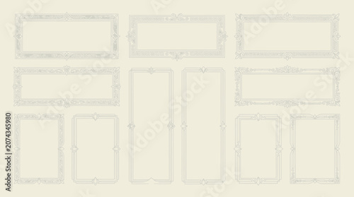 Ornate Rectangle Frames Design Elements Set Vector