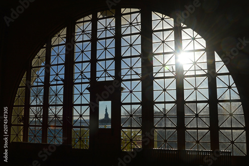 фотографія Ellis Island museum with view of the Statue of Liberty, New York, USA