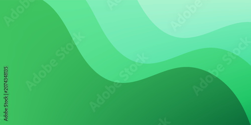Abstract green fluid wave background with smooth layered paper cut shapes