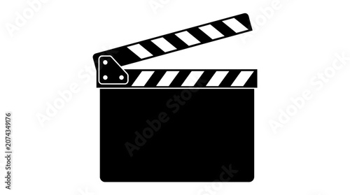 Black movie clapper board icon.