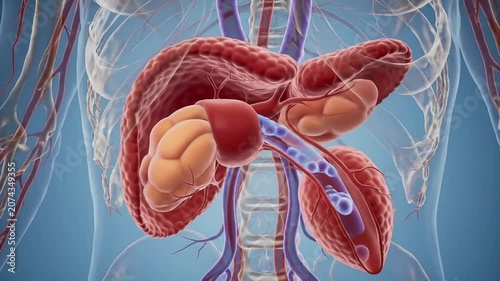 Detailed 4K Visualization Of The Spleen As The Primary Lymphatic Organ Showcasing Adjacent Anatomy And Vascular Structures For Educational And Medical Purposes