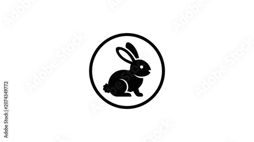 Fotografi Black silhouette of a rabbit icon.