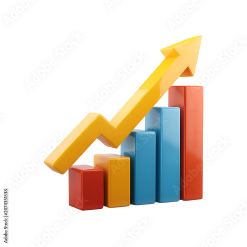 business graph on white background