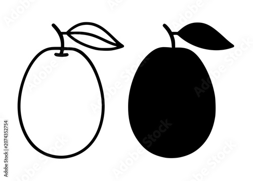 Tableau sur toile Jujube minimalist icon, in outline and silhouette design for food theme