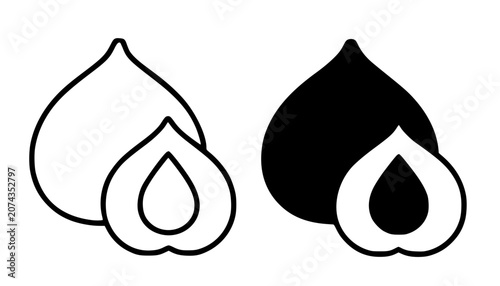 Canvastavla Hazelnut minimalist icon, in outline and silhouette design for food theme