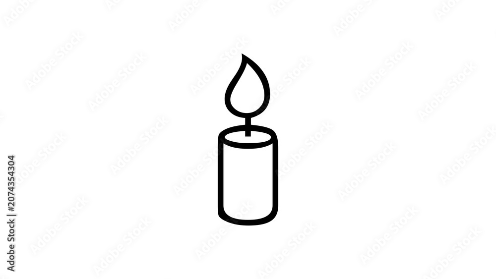 Obraz premium Minimal burning candle icon isolated Simple line-style candle symbol representing light, hope, remembrance, prayer, peace, spirituality, memorial, meditation, and decoration. Ideal for UI, 