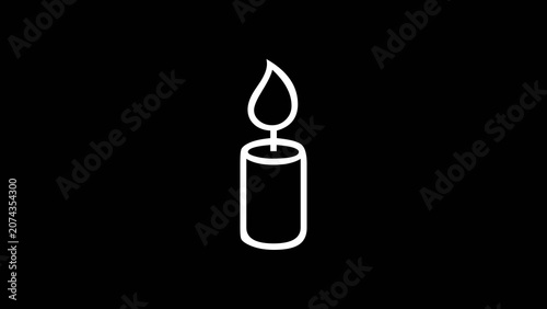 Cuadro en lienzo Minimal burning candle icon isolated  Simple line-style candle symbol representing light, hope, remembrance, prayer, peace, spirituality, memorial, meditation, and decoration