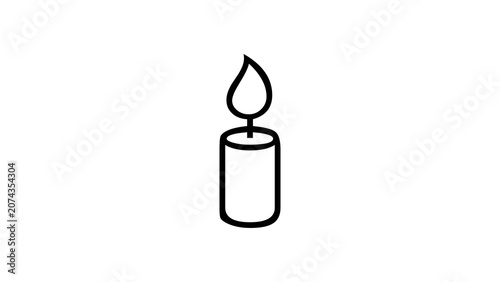 Konstfotografi Minimal burning candle icon isolated  Simple line-style candle symbol representing light, hope, remembrance, prayer, peace, spirituality, memorial, meditation, and decoration