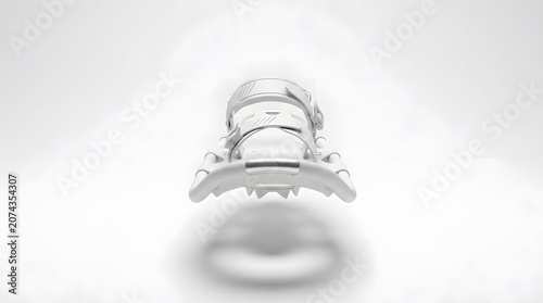 Futuristic White Snowboard Bindings Floating in Studio