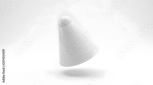 White Spiral Cone Floating in Soft Light