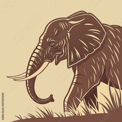 Cuadro en lienzo Elephant illustration in a natural setting with elephant illustration wildlife d