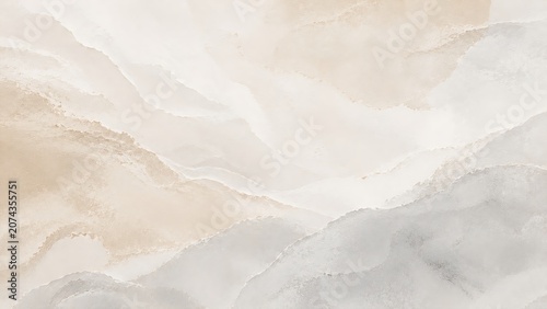 Abstract soft watercolor texture with beige and grey fluid paint waves