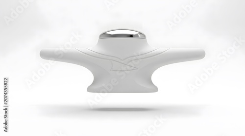 Futuristic White T Shaped Object with Silver Cap in Soft Studio Light