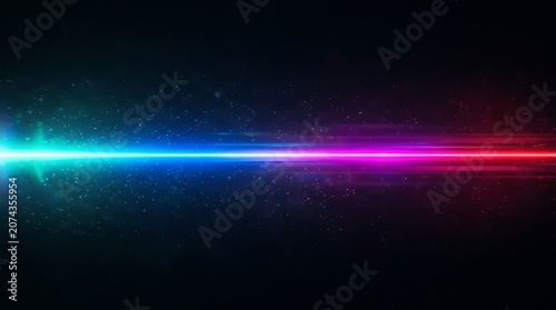 Vibrant Light Beam Radiating Through Cosmic Space Background.