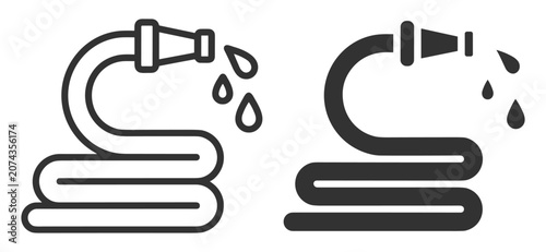 Fotografie garden hose icon set with water droplets vector illustration on transparent back