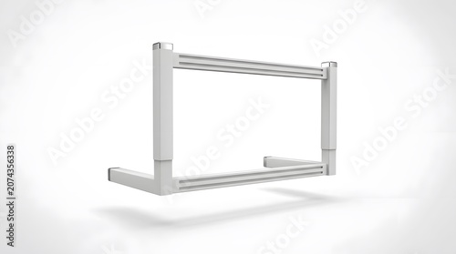 Modern White Frame Structure Floating in White Studio