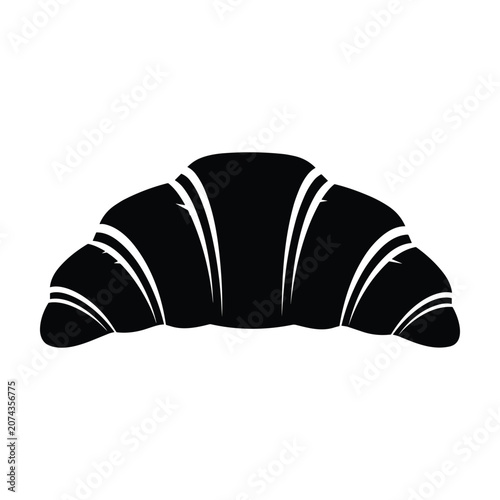 Black Croissant Silhouette Isolated