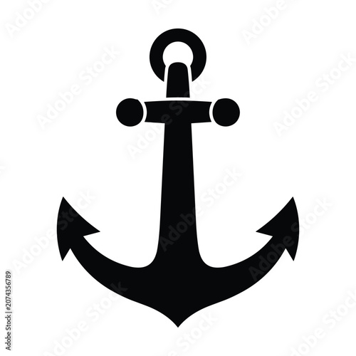 Black anchor icon on white background