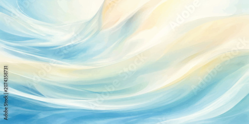 Obraz na plátně Serene-Flowing Pastel Ocean Waves Dreamscape Ethereal Silk Fabric In Soft Blue H
