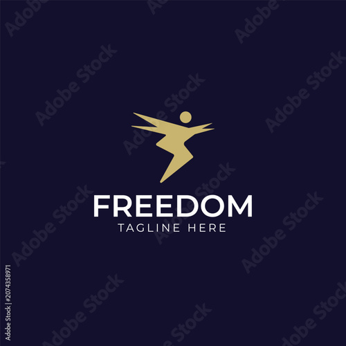 Man's freedom logo design vector template