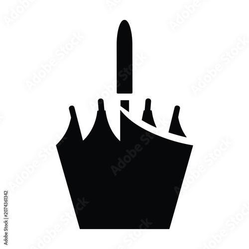 Tableau sur toile Black silhouette hand gesture, rude sign, obscene symbol