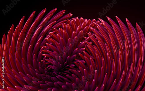 Luxury Crimson Abstract Biomorphic Background with Dynamic 3D Forms