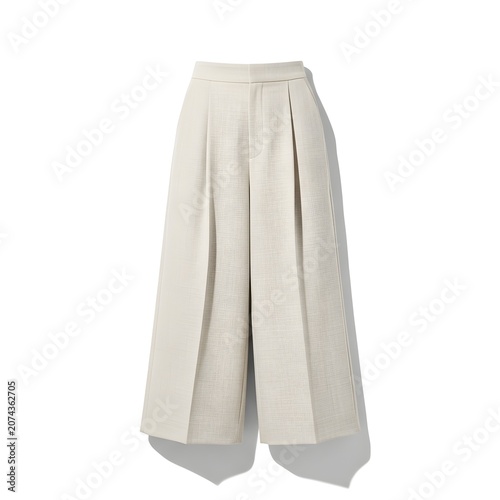 High waisted wide leg palazzo pants cream textured fabric