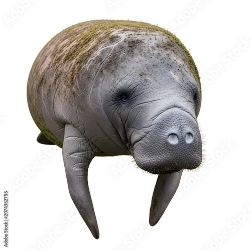 West indian manatee portrait close up of gentle marine mammal
