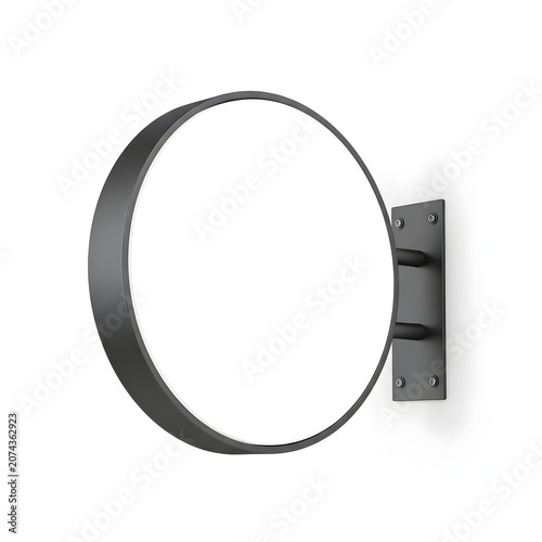 Modern matte black round led bathroom vanity mirror with bracket