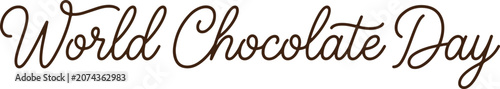 Close up macro view of handwritten chocolate text lettering concept vector illustration for sweet dessert packaging design.