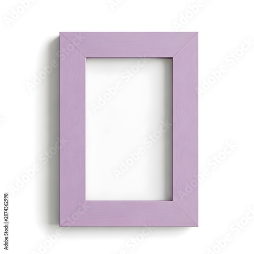 Lilac wooden picture frame isolated on white background