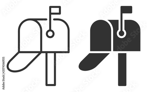 Fotografie mailbox icon set, filled and outline vector illustrations, postal mailbox symbol