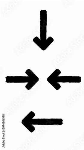 Four black arrows pointing toward a center point.