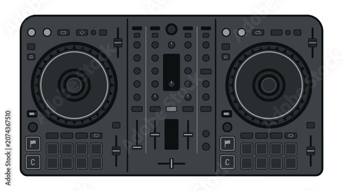 Tableau sur toile Black DJ mixer controller equipment music.