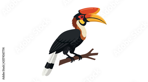 Foto Colorful large bird with horn.