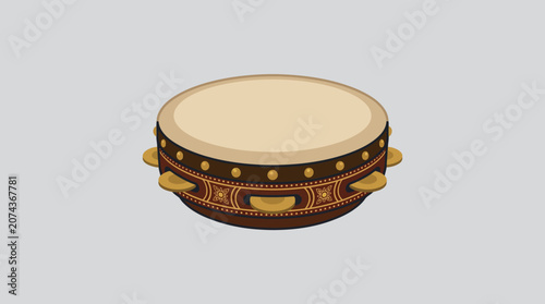 Foto Colorful decorated hand drum instrument.