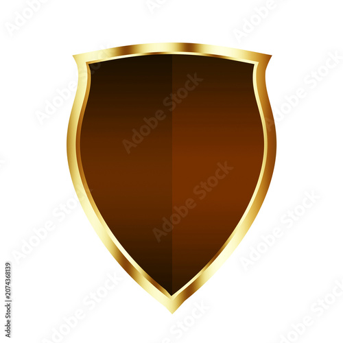 Brown gold luxury curve shield shape objects isolated on white background