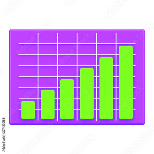 3D Rising Bar Chart Showing Business and Financial Growth