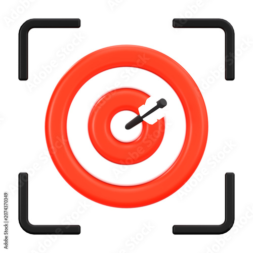 3D Bullseye Target with Dart for Business Goal Achievement