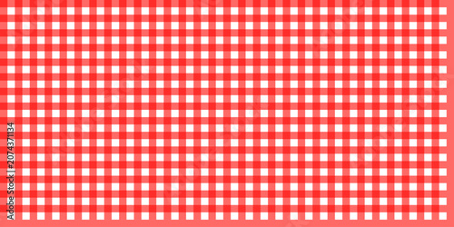 Red gingham seamless pattern with checkered grid design, classic textile background for fabric, wallpaper, wrapping paper and picnic themes.