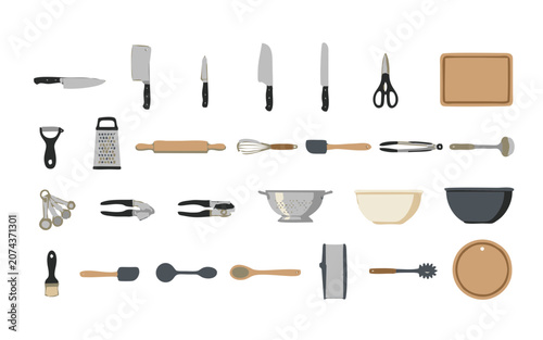 Photos a clean collection of kitchen utensil illustrations inspired