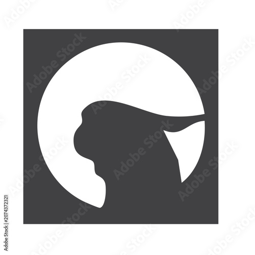 Silhouette of a Dog's Head in Profile with Abstract Background