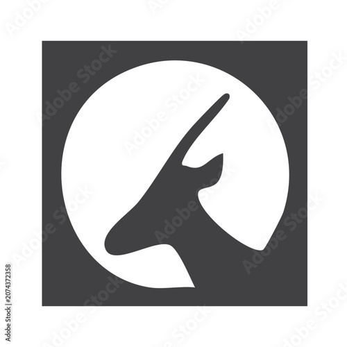 Close-up of a rabbit silhouette in a circular frame with shadow effect